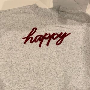 Gray Sweatshirt with Red 'Happy'